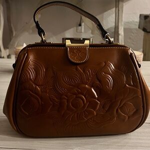 Patricia Nash Tan Embossed Satchel